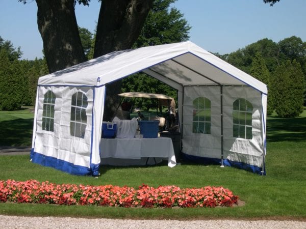 A Party Tent - White with Blue Trim - Image 12