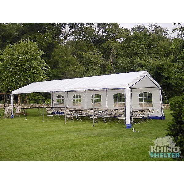 A Party Tent - White with Blue Trim - Image 10