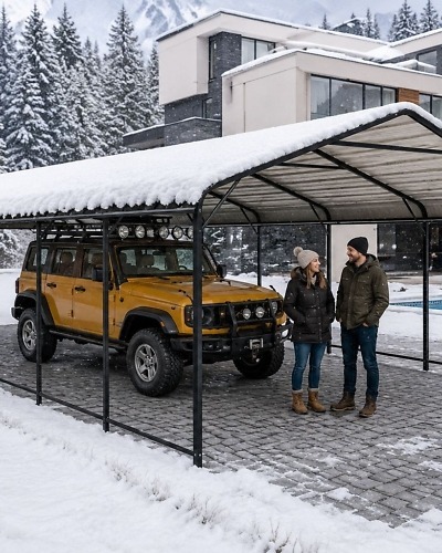 LongHaul Haven Steel Carport - 12x25 Feet