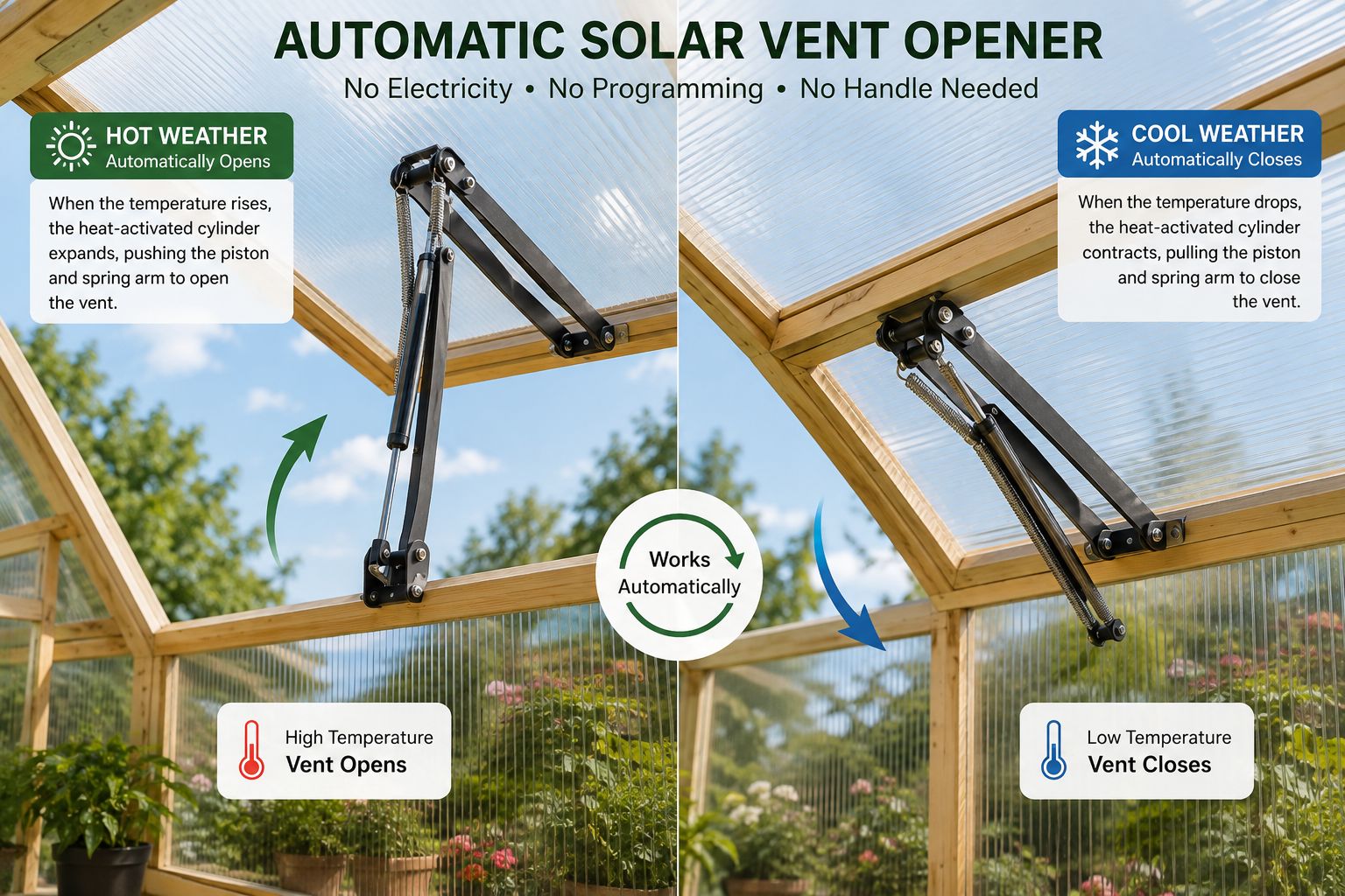 Solar Automatic Greenhouse Vent Opener