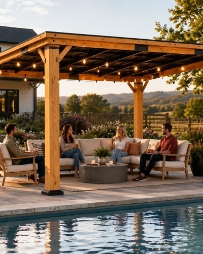 Cedar Horizon Hardtop Gazebo - 12x16 Foot