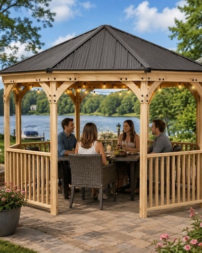 Garden Gathering Octagon Cedar Gazebo