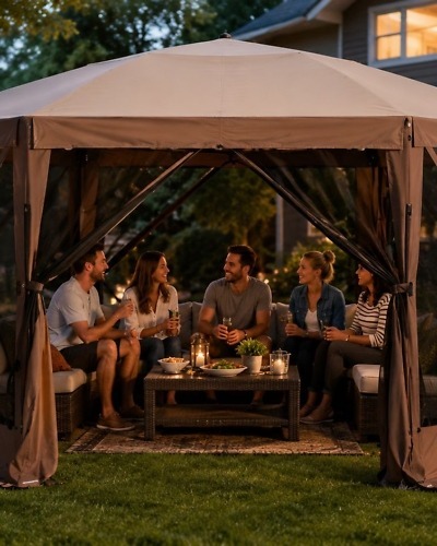 Gather & Relax All-in-One Screened Gazebo